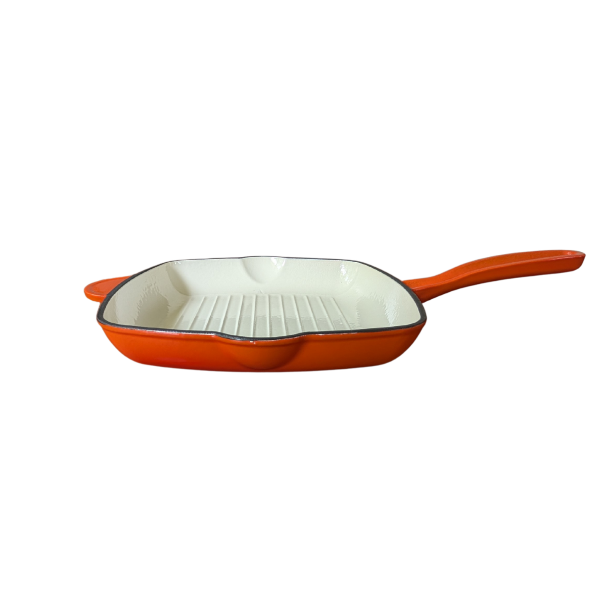 26cm Cast Iron Grill Pan (Orange)