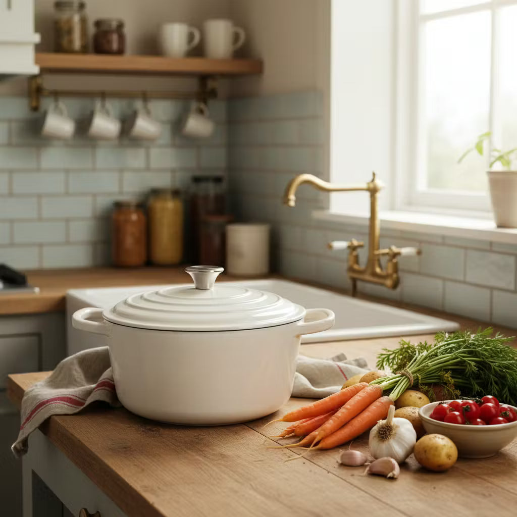 4L Cast Iron Dutch Oven (White)