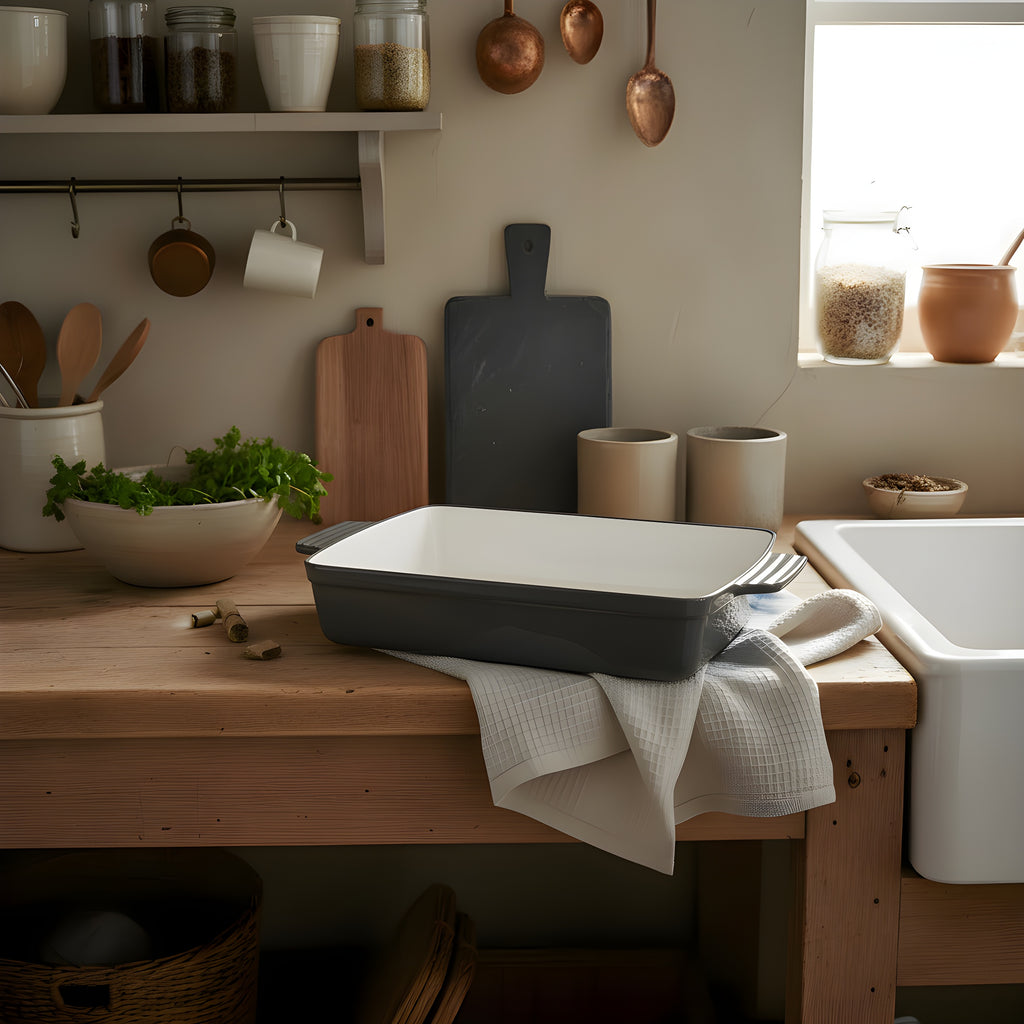 33cm Cast Iron Roasting Pan (Grey)