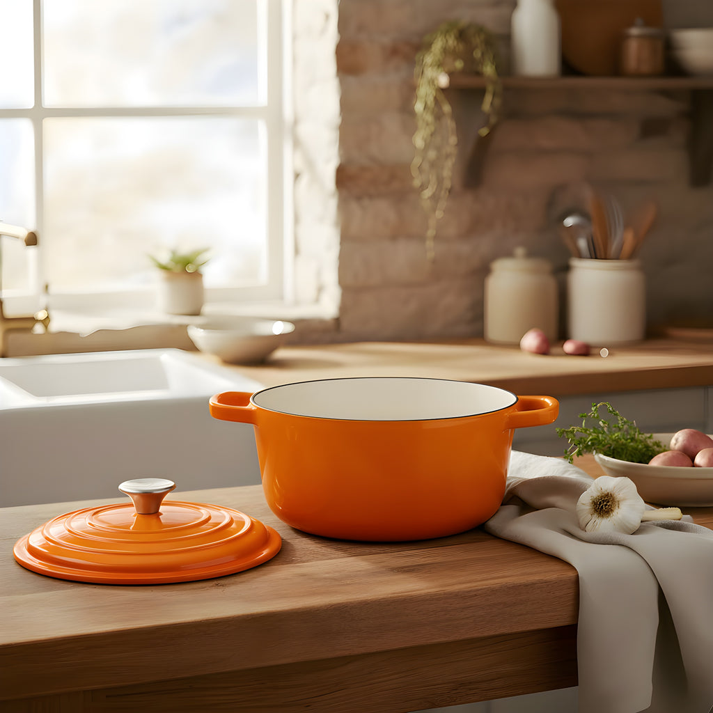 4L Cast Iron Dutch Oven (Orange)