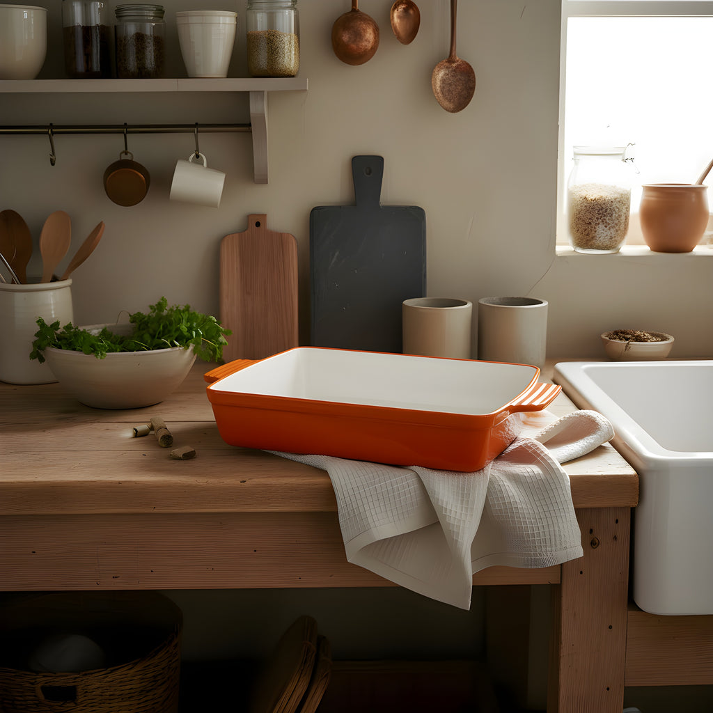 33cm Cast Iron Roasting Pan (Orange)