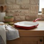 26cm Cast Iron Grill Pan (Red)