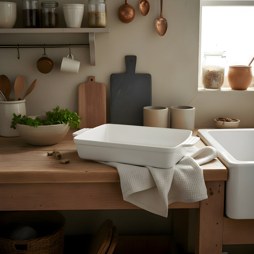 33cm Cast Iron Roasting Pan (White)