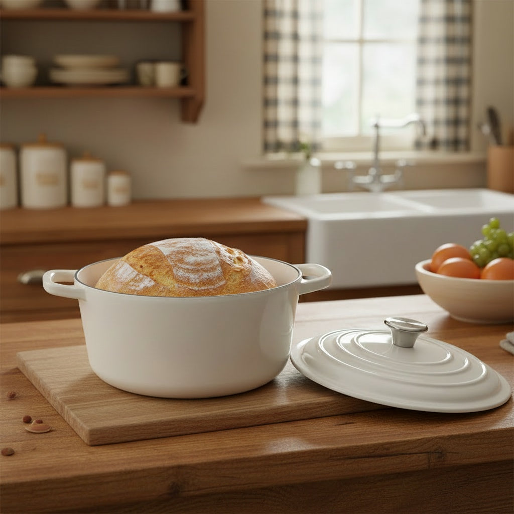 4L Cast Iron Dutch Oven (White)